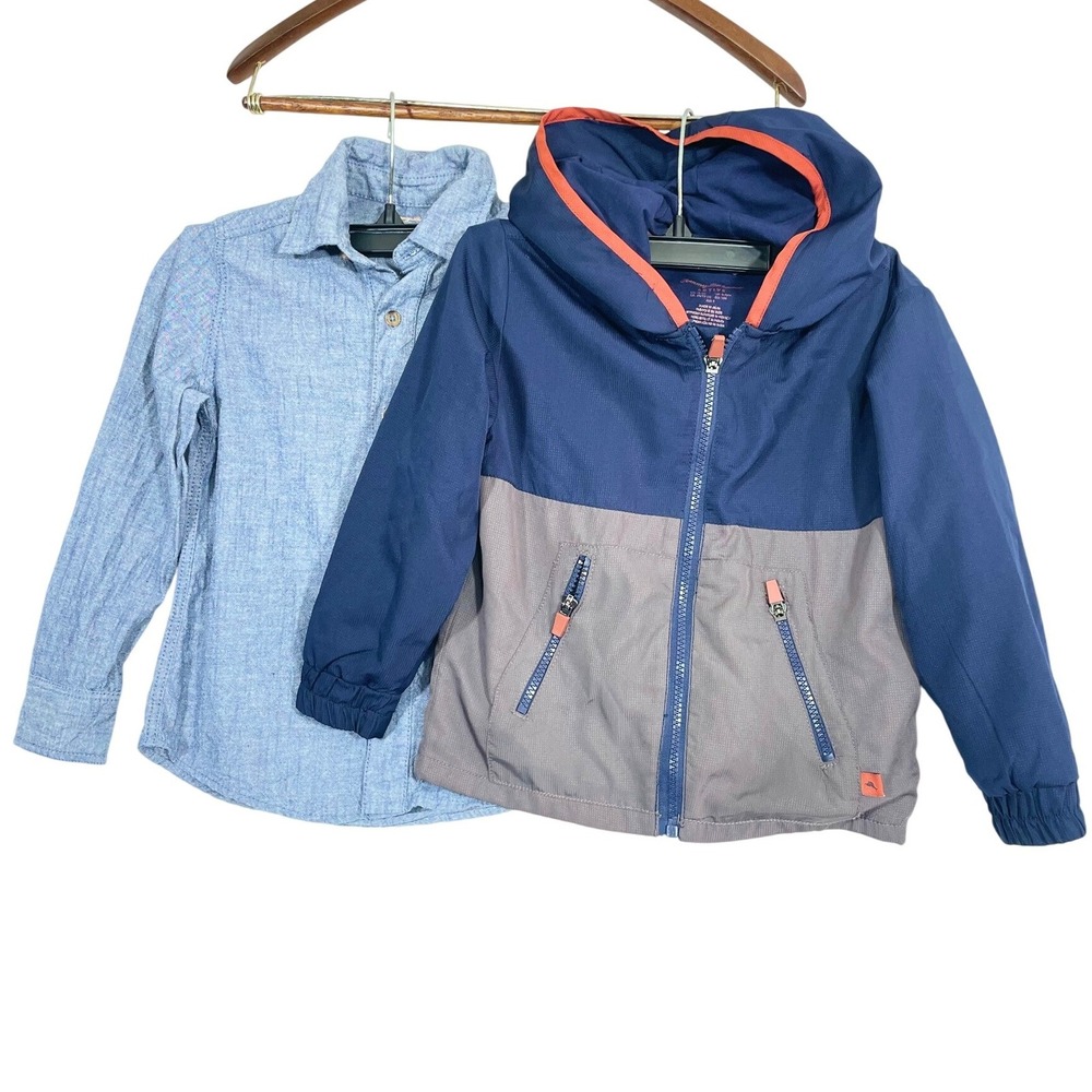 Tommy‎ Bahama Jacket and Shirt Bundle Boys 4-6 Blue Grey Hooded Button Up